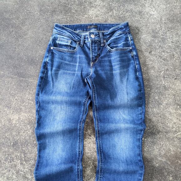 Silver Jeans Boyfriend Womens 25 Blue Pants Dark Faded Stretch Crop Ankle Y2K - Picture 2 of 8